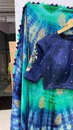 Hand worked Paisley silver zari weave blouse - Threads