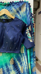 Hand worked Paisley silver zari weave blouse - Threads