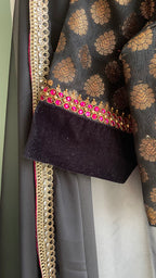 Black organza saree with banarasi blouse