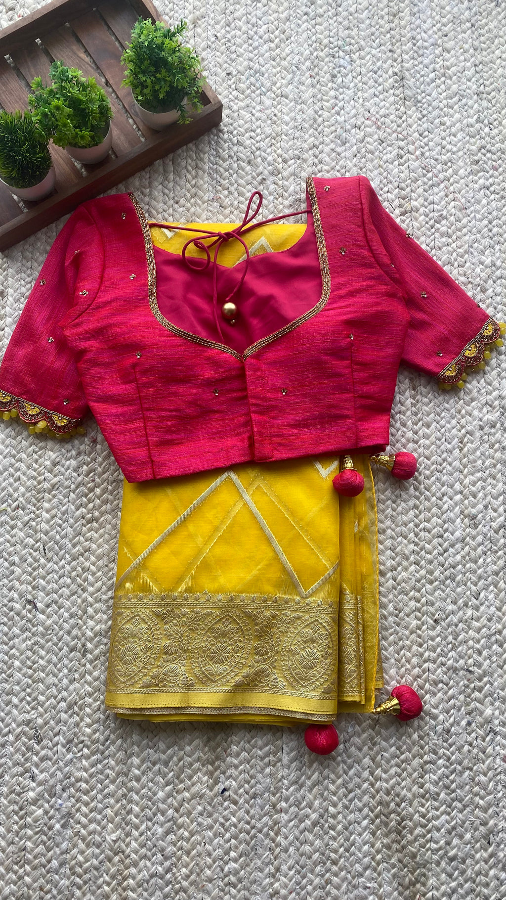 Pink silk Intricate hand worked blouse