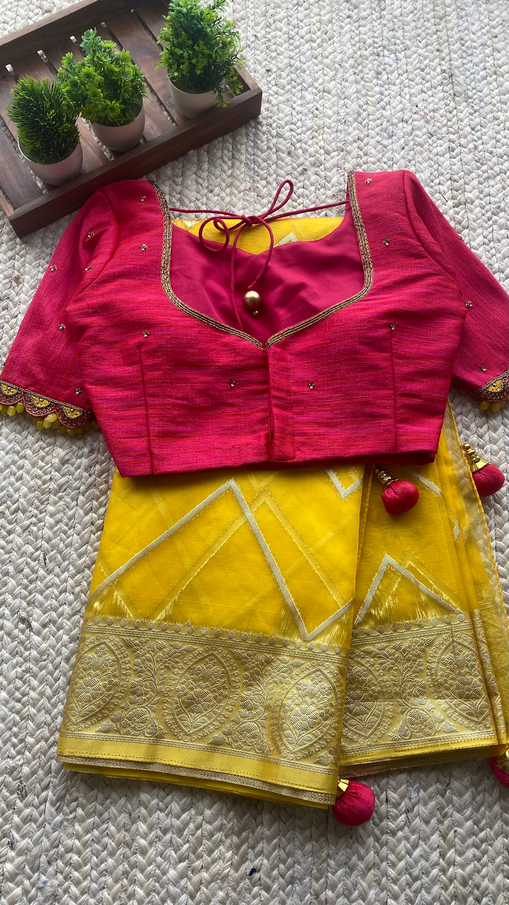 Pink silk Intricate hand worked blouse