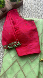 Pink silk Intricate hand worked blouse