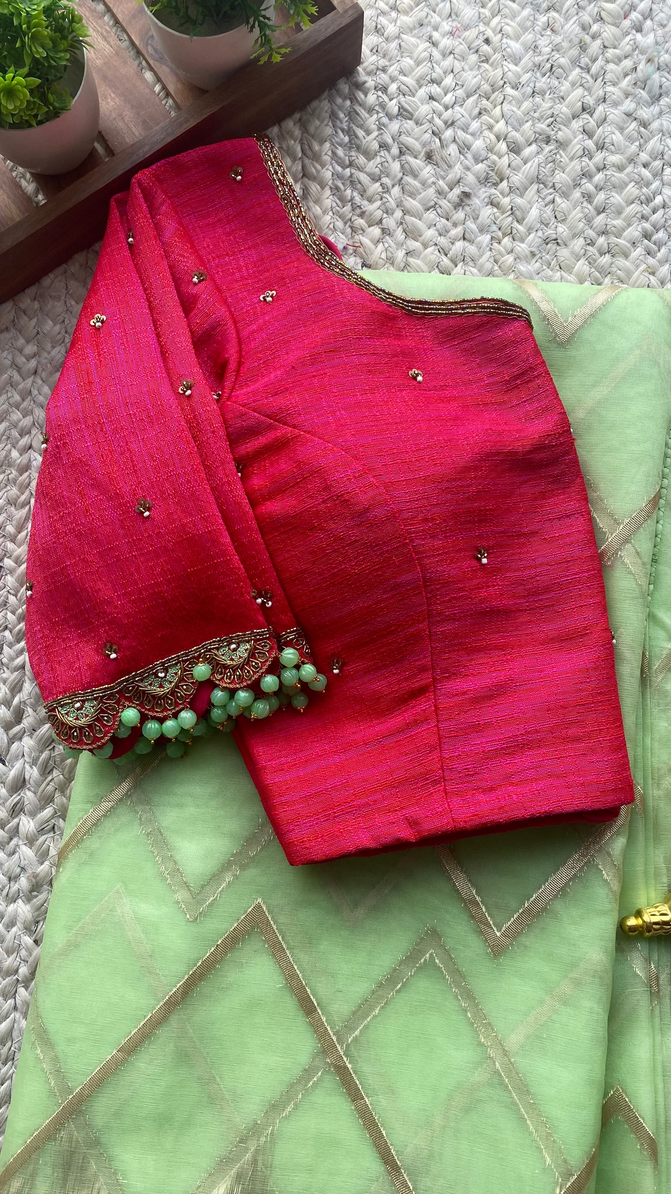 Pink silk Intricate hand worked blouse