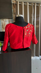 Red silk hand worked blouse - Threads