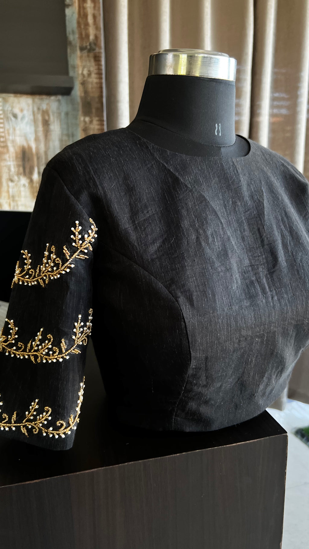 Black silk hand worked blouse - Threads