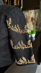 Black silk hand worked blouse - Threads