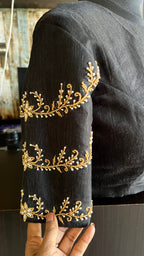 Black silk hand worked blouse - Threads