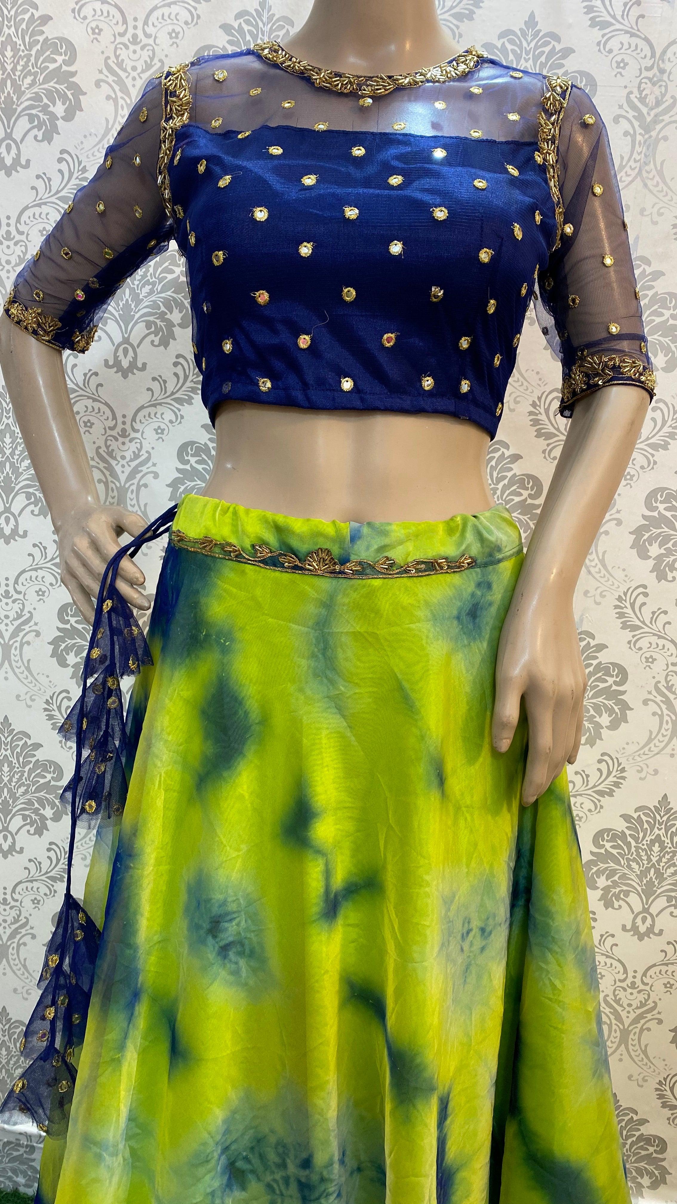 Hand Embroidered Blouse With Structured Lehenga