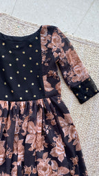 Black floral georgette full length dress