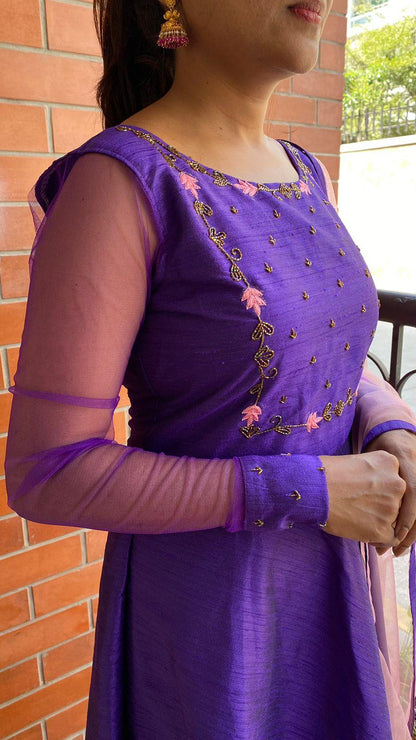 Purple Dawn hand worked top and a pink Duppata salwar suit - Threads