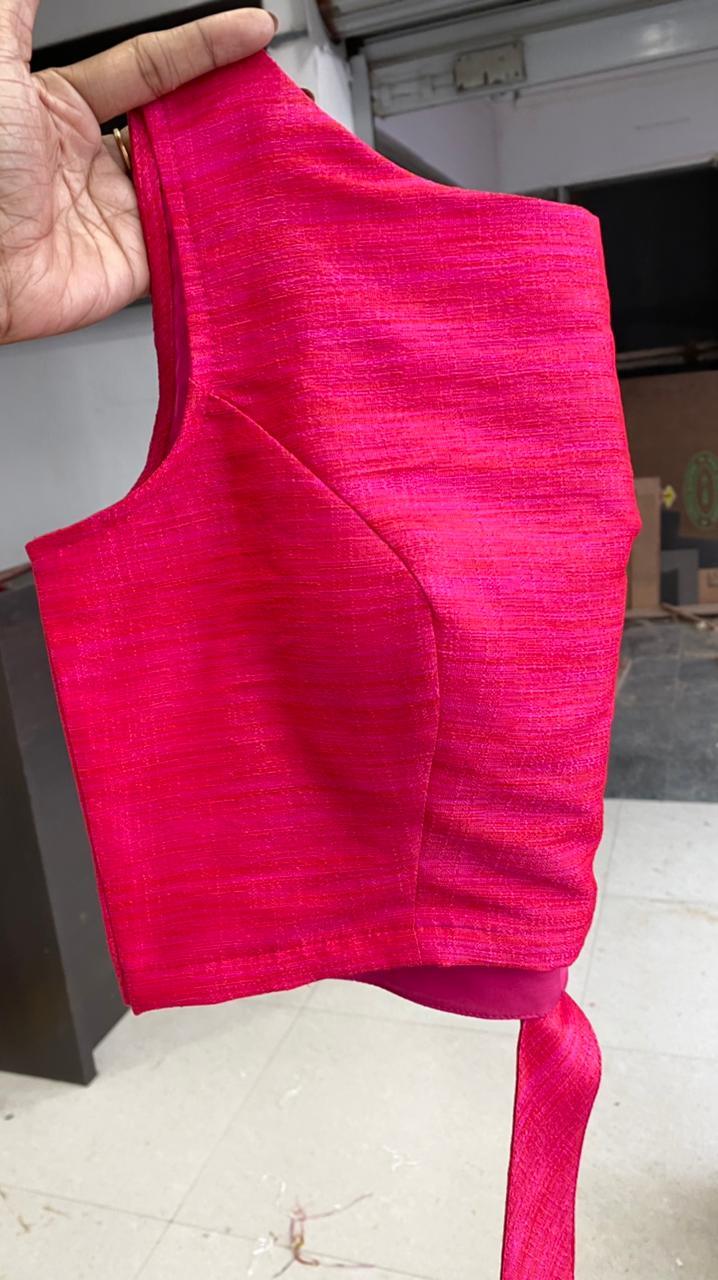 Pink Silk embroidery hand worked blouse - Threads