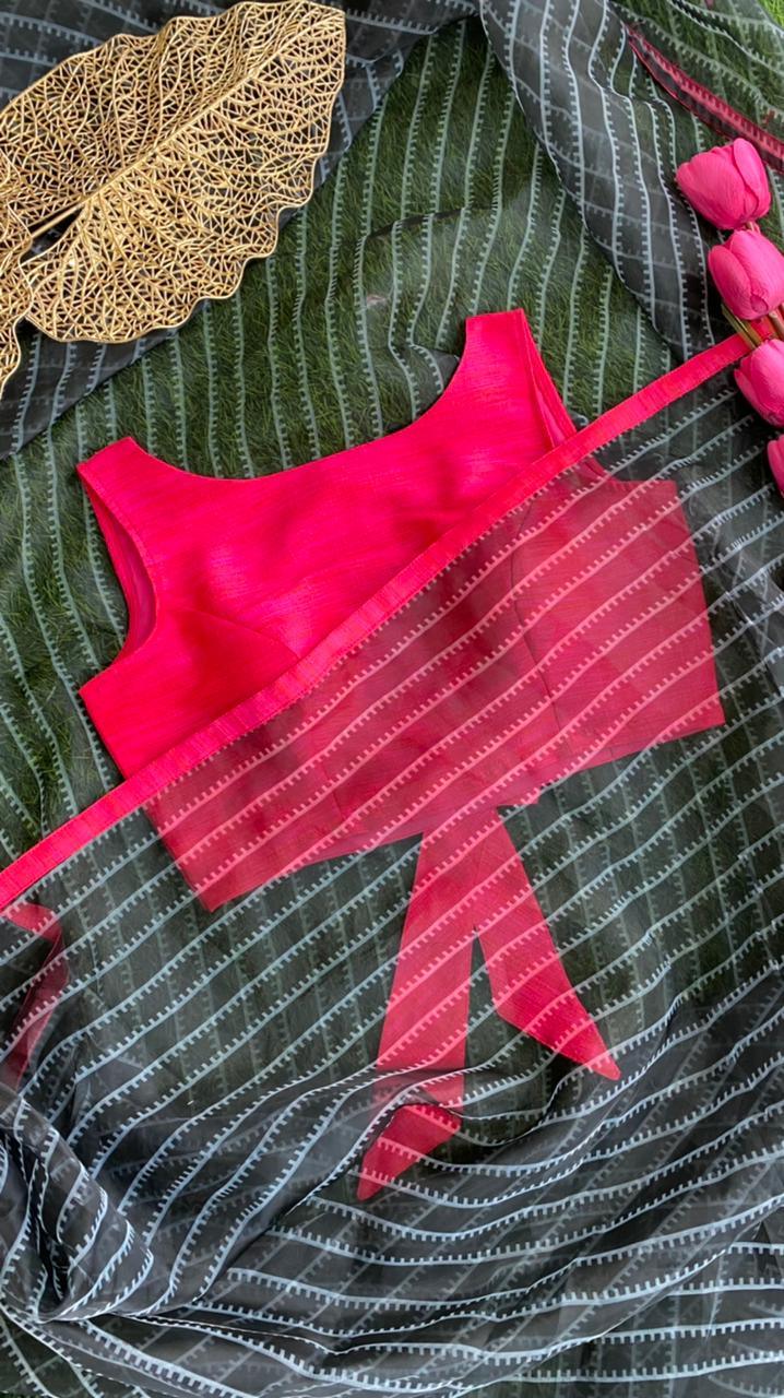 Pink Silk embroidery hand worked blouse - Threads