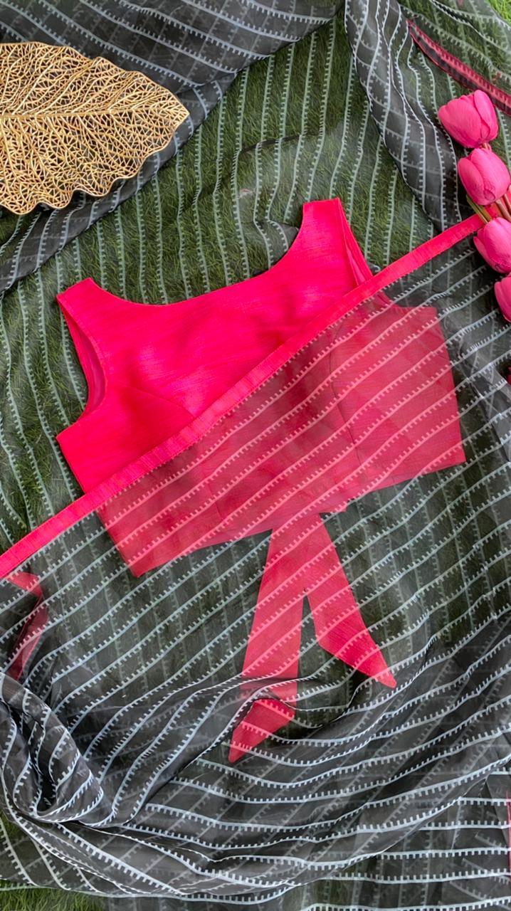 Pink Silk embroidery hand worked blouse - Threads