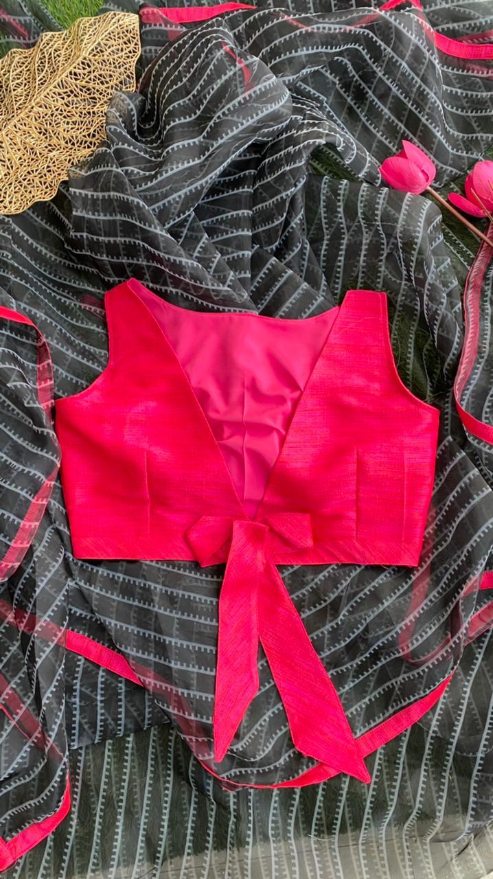 Pink Silk embroidery hand worked blouse - Threads