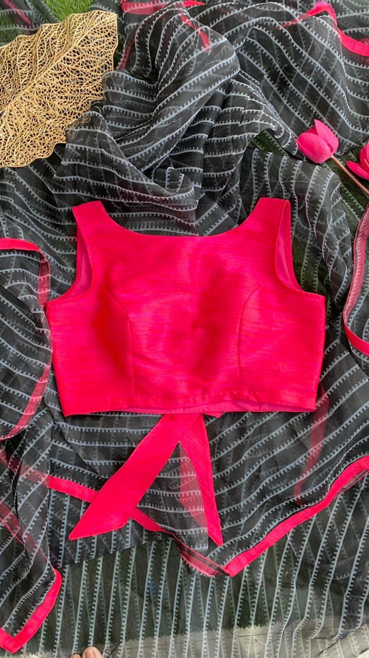 Pink Silk embroidery hand worked blouse - Threads