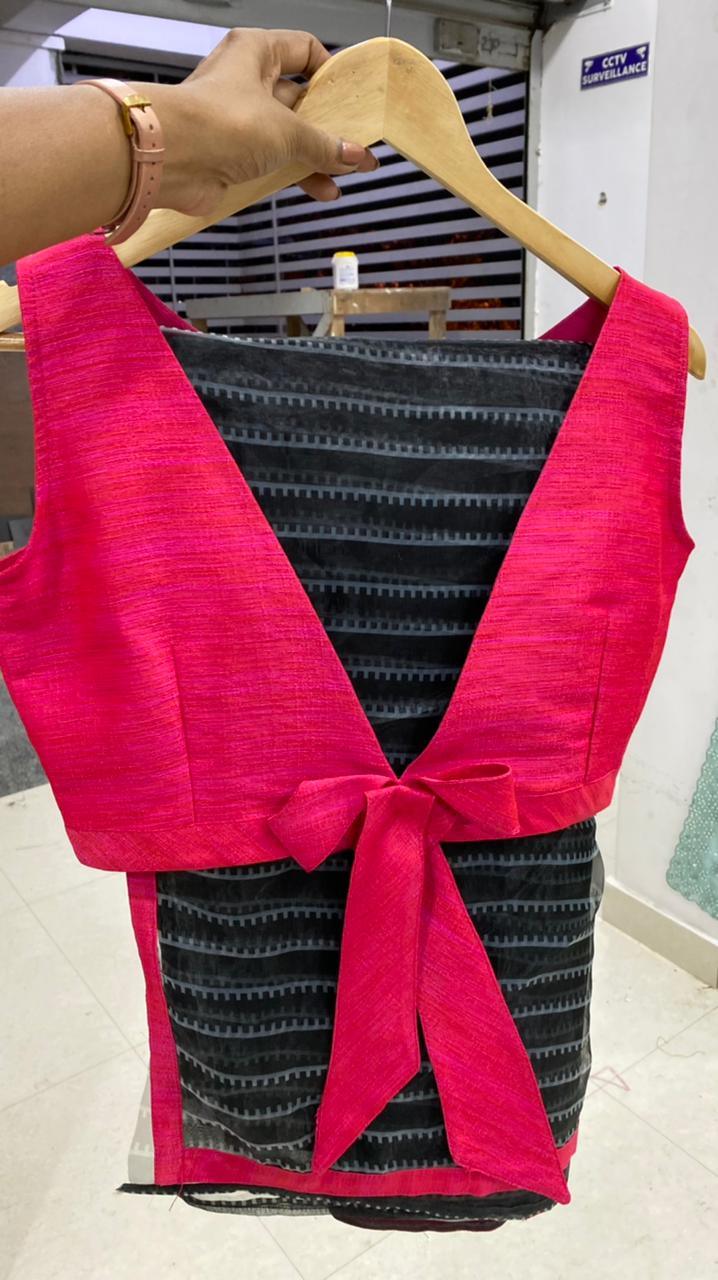 Pink Silk embroidery hand worked blouse - Threads