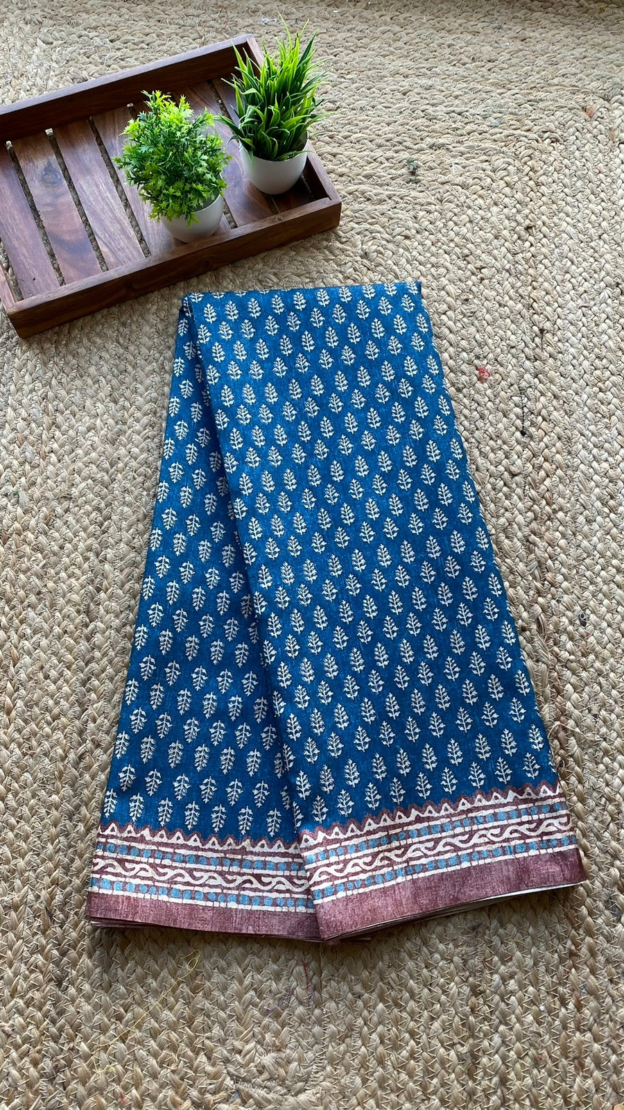 Blue khadi silk saree with blouse