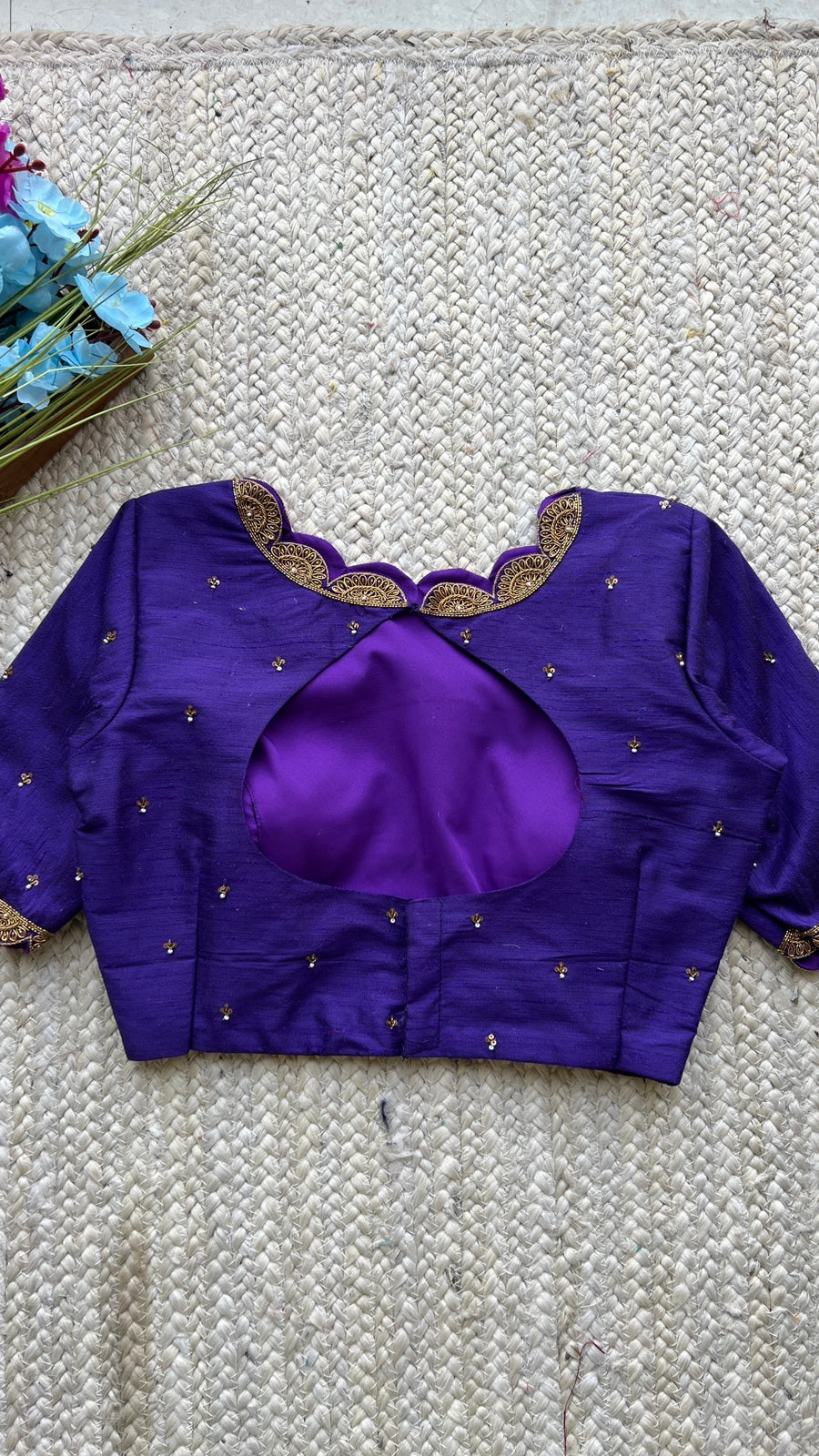 Purple silk intricate hand worked blouse