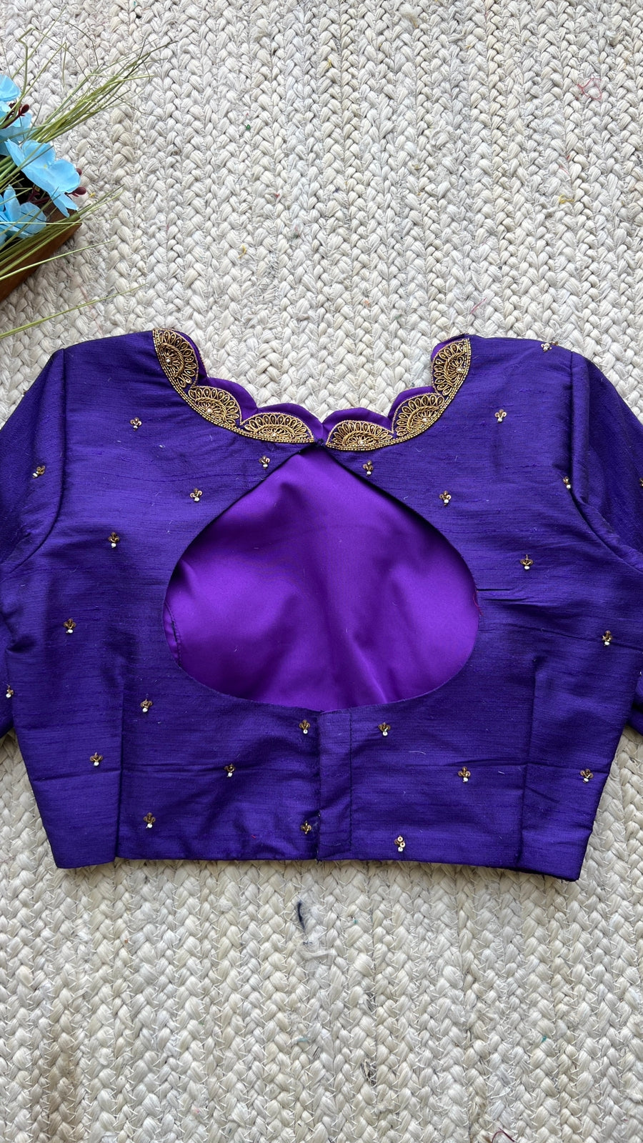 Purple silk hand worked blouse