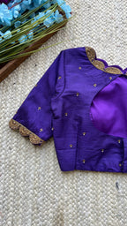 Purple silk intricate hand worked blouse