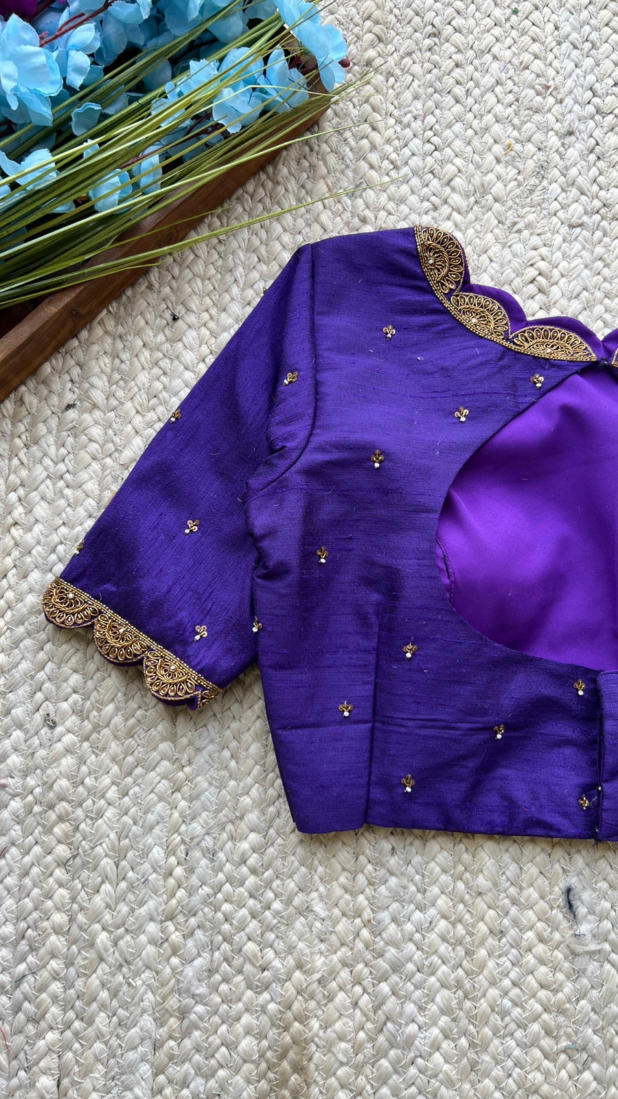 Purple silk intricate hand worked blouse
