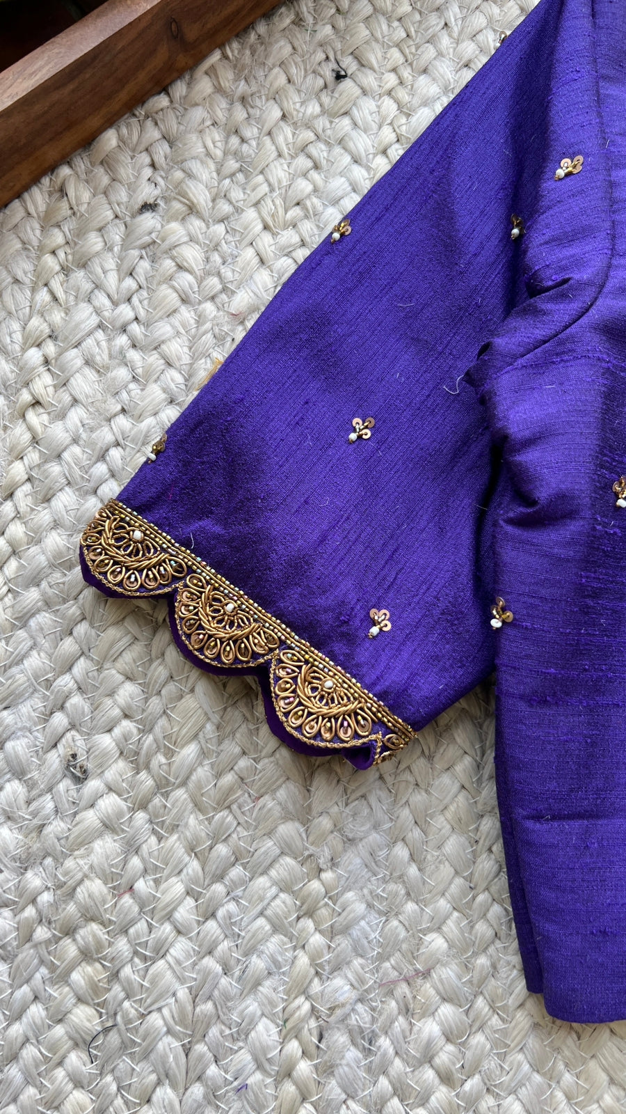 Purple silk intricate hand worked blouse