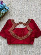 Maroon silk heavy hand worked blouse