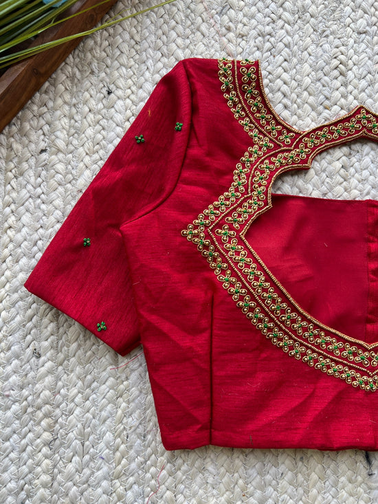 Maroon silk heavy hand worked blouse – Threads