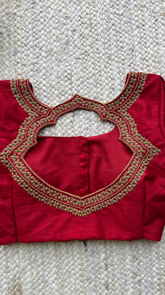 Maroon silk heavy hand worked blouse – Threads