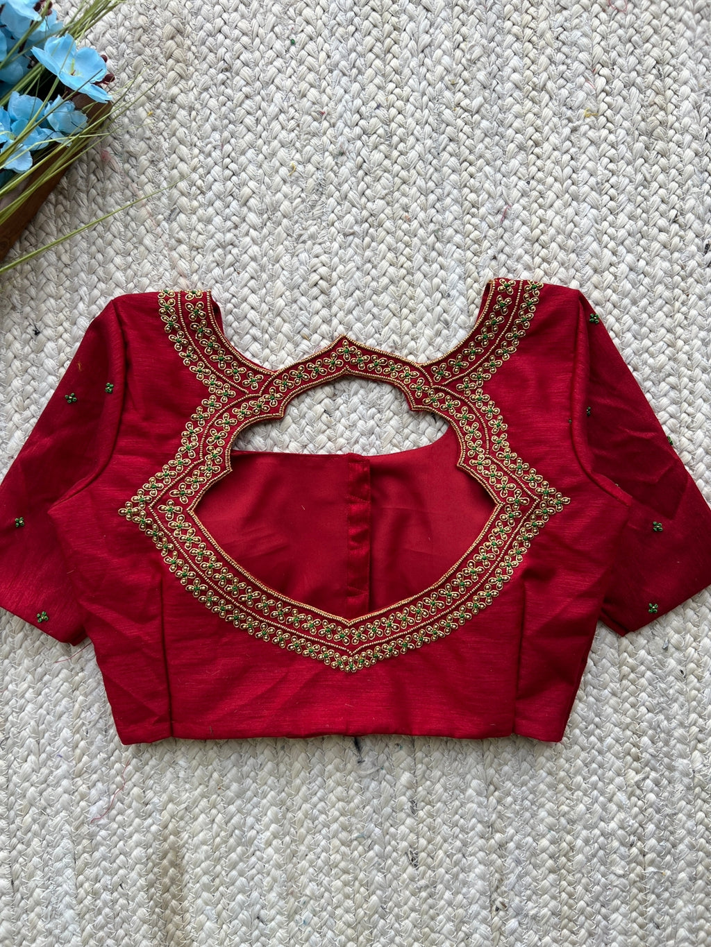 Maroon silk heavy hand worked blouse