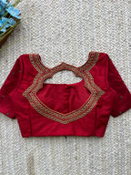 Maroon silk heavy hand worked blouse