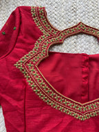 Maroon silk heavy hand worked blouse