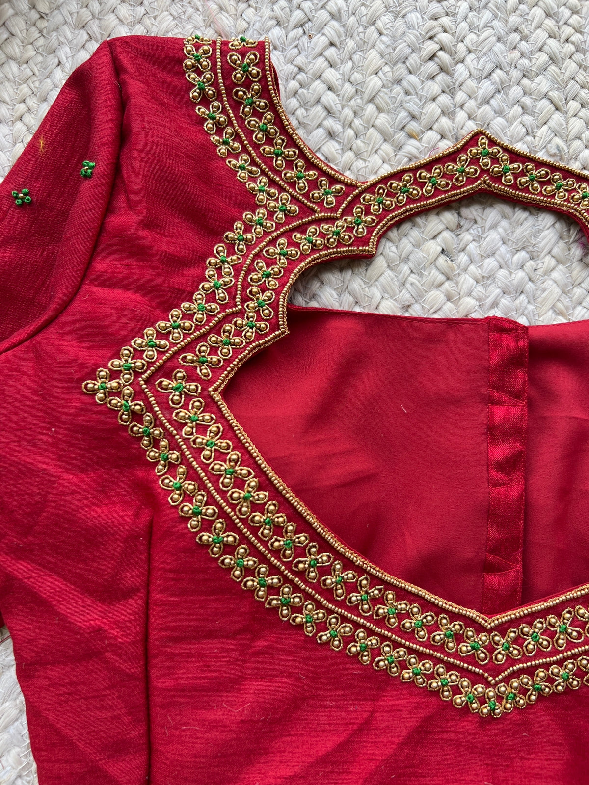 Maroon silk heavy hand worked blouse – Threads