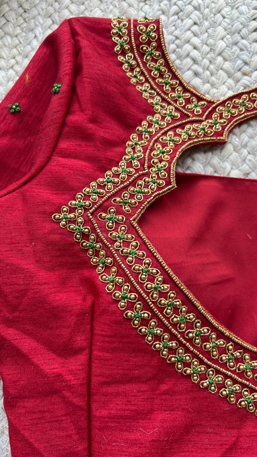 Maroon silk heavy hand worked blouse