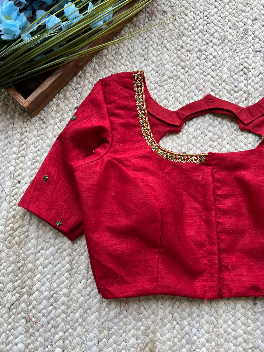 Maroon silk heavy hand worked blouse