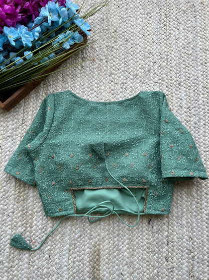 Turquoise embedded hand worked blouse