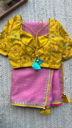 Yellow silk heavy hand work blouse (only blouse)