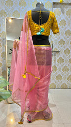 Yellow silk heavy hand work blouse (only blouse)