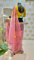 Yellow silk heavy hand work blouse (only blouse)