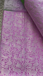 Green and pink kanchipuram silk saree with blouse