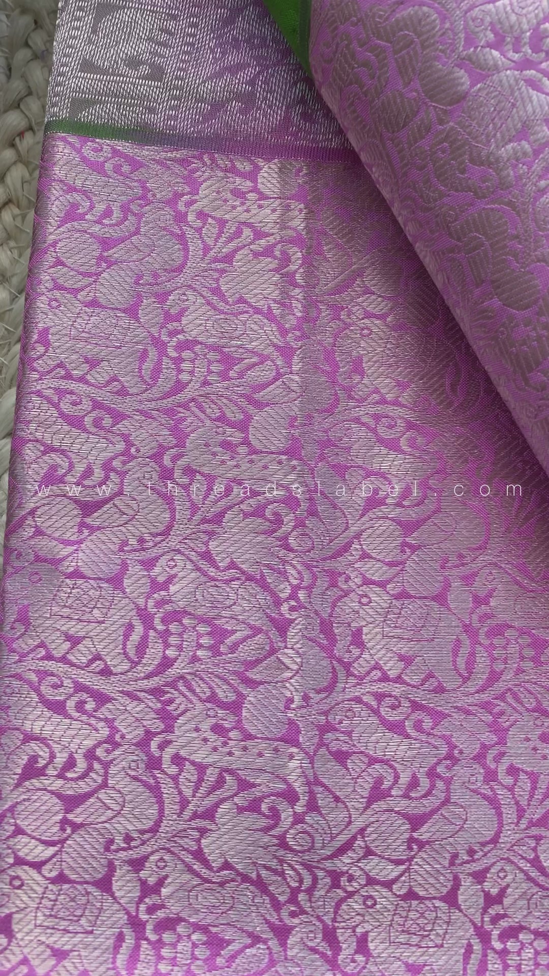 Green and pink kanchipuram silk saree with blouse