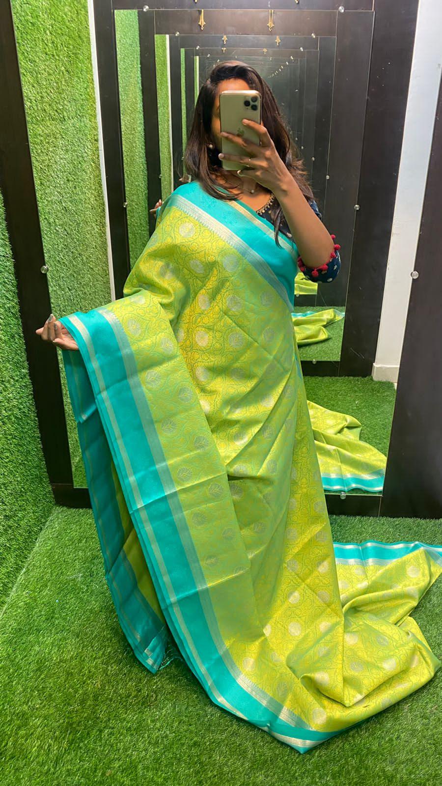 7 Best parrot green saree ideas | saree blouse designs, bridal blouse  designs, blouse design models