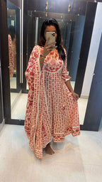 Pure cotton floral embroidery 3 piece Kurti set - Threads