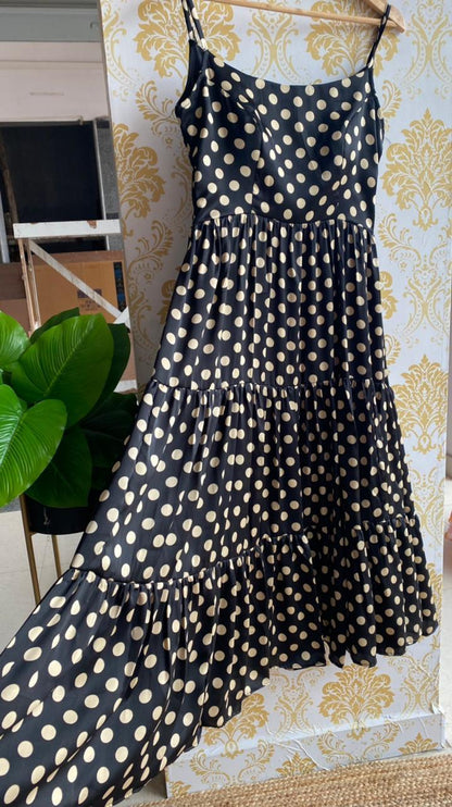 Black Silk satin 3 layered dress - Threads