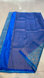 Western blue soft silk saree with blouse - Threads