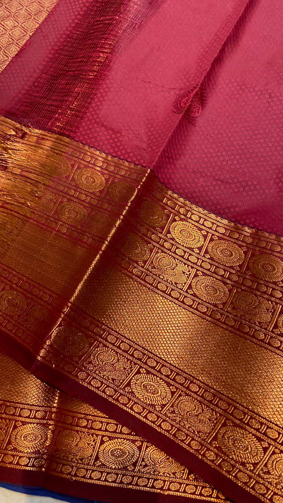 Sea blue silk saree with blouse - Threads