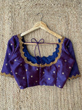 Purple Silk embroidery hand worked blouse - Threads