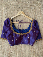 Purple Silk embroidery hand worked blouse - Threads