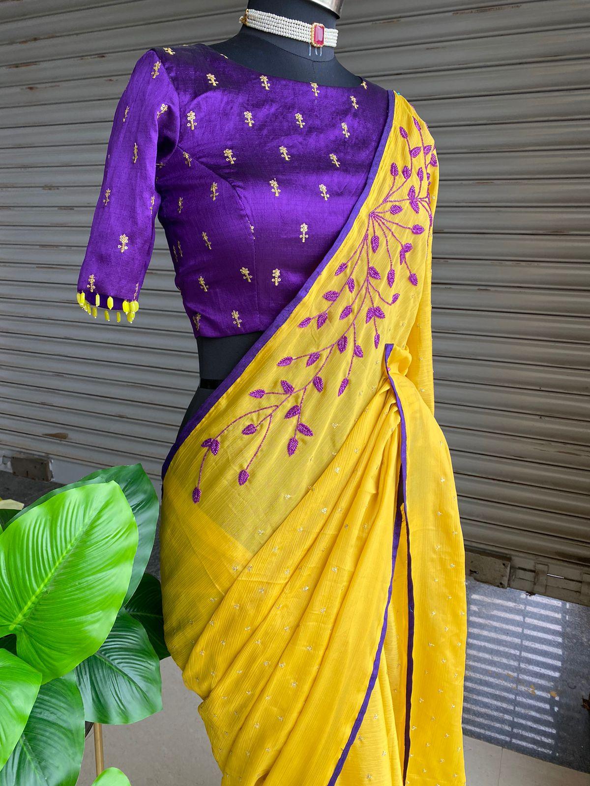 Renaissance Series - Mango Yellow Purple & Pink Kanchipuram Handloom P –  Palam Silks