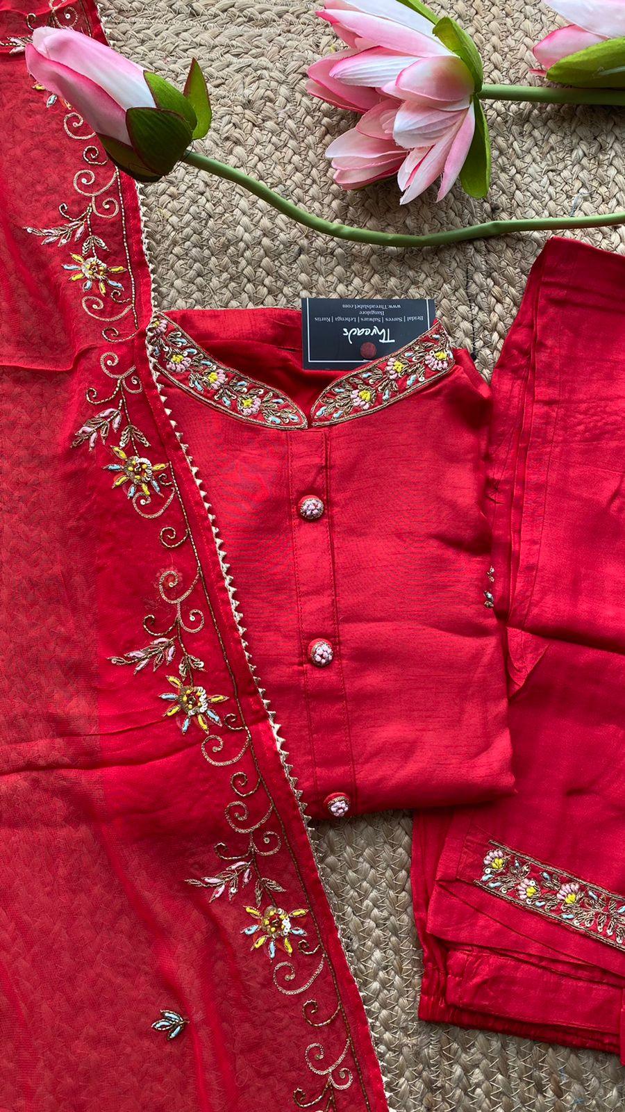 Checkered floral Aari work A-line kurti – Exclusive Aari Work Blouses and  Designer Women's & Kids Wear